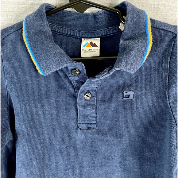 Scotch & Soda Boys Navy Blue Longsleeve Polo Size 4 - Picture 3 of 6
